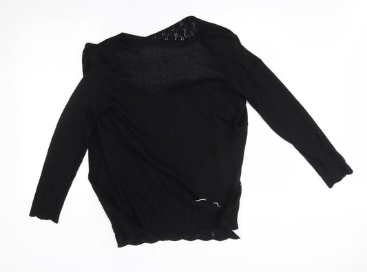 Womens UK Size M M&Co Black Wrap Jumper