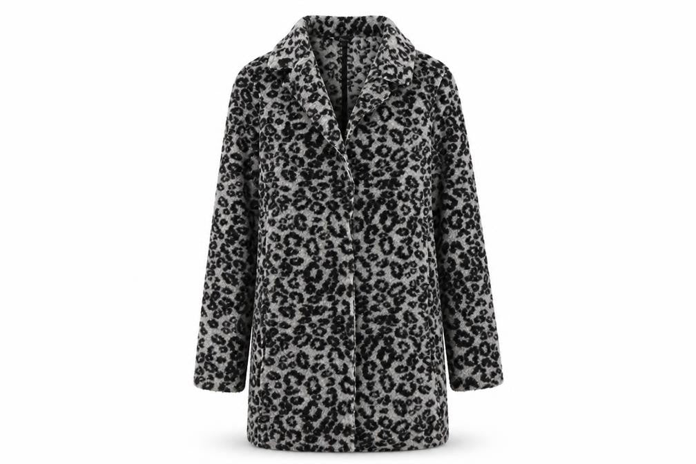 Next Womens Grey Animal Print  Overcoat Coat Size 10
