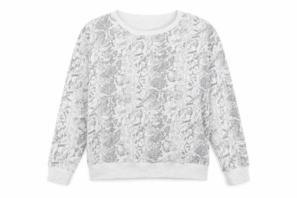 Front view of Replay women’s grey animal print jumper, size L