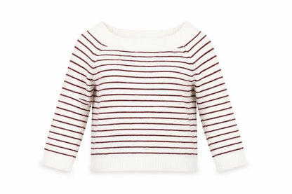 Fifty Percent Womens White Striped  Pullover Jumper Size M