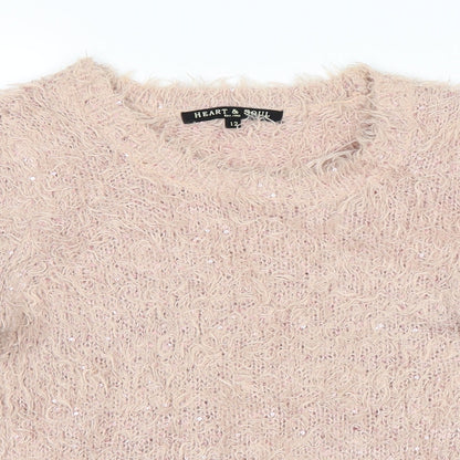 Womens UK Size 12 Heart &  Soul Pink Pullover Jumper