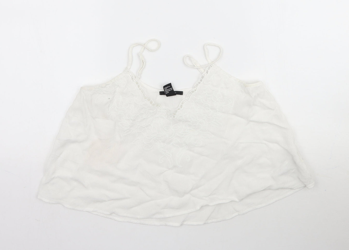 Womens UK Size S FOREVER 21 White Camisole Blouse