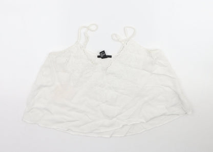 Womens UK Size S FOREVER 21 White Camisole Blouse