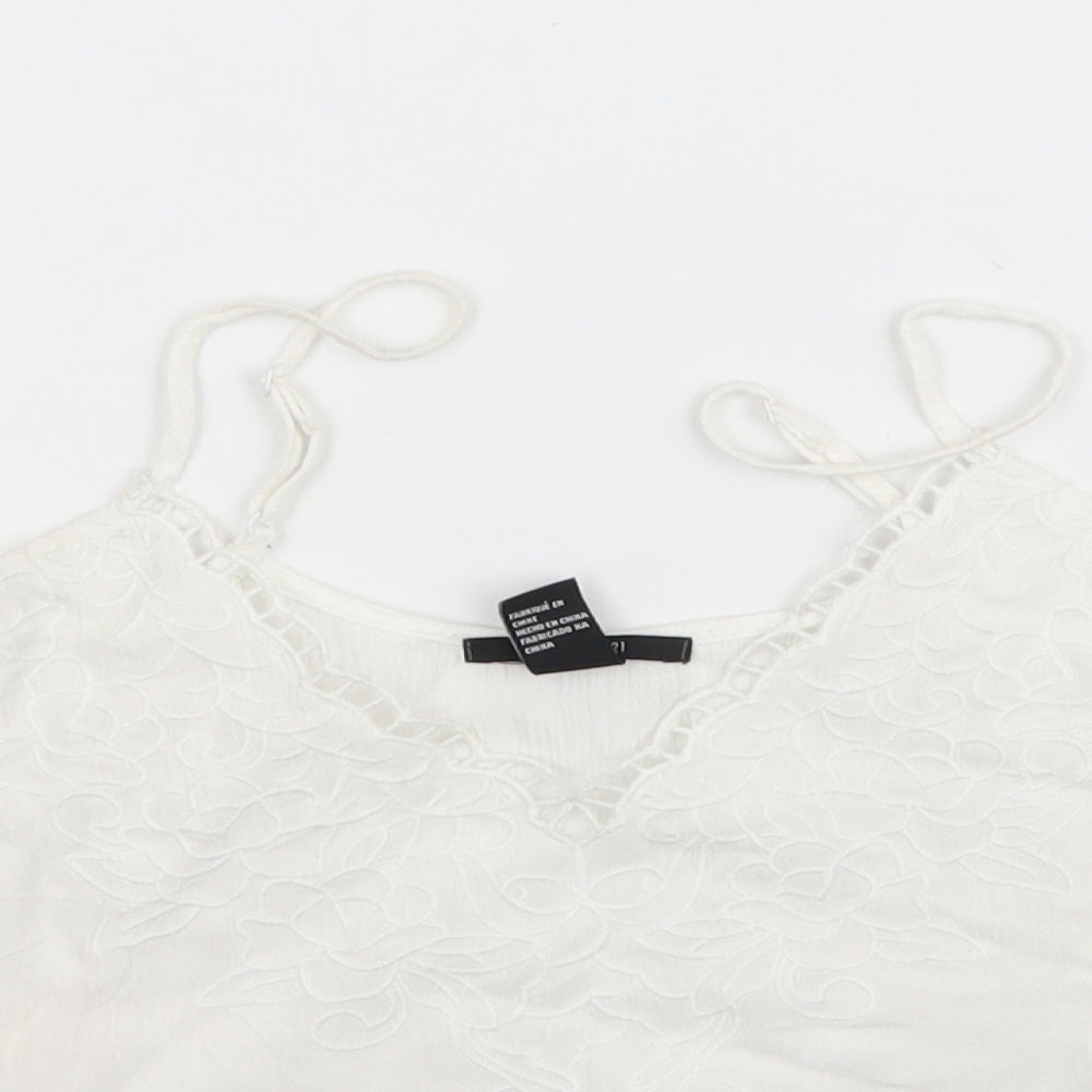 Womens UK Size S FOREVER 21 White Camisole Blouse