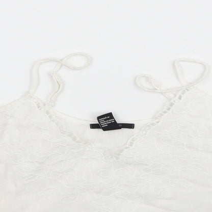 Womens UK Size S FOREVER 21 White Camisole Blouse