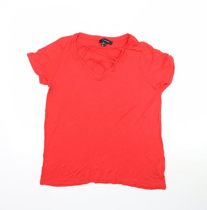 Atmosphere Womens Red   Basic T-Shirt Size 12  - Criss cross front