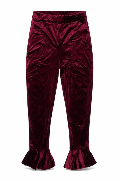 Front view of Boohoo women’s purple trousers, size UK 6, 22-inch leg