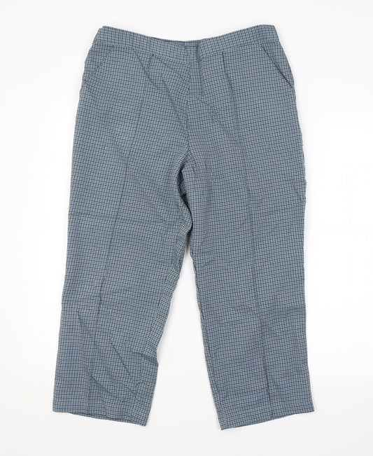 M&S Womens Blue Check  Trousers  Size 12 L22 in
