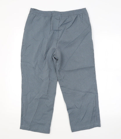 M&S Womens Blue Check  Trousers  Size 12 L22 in