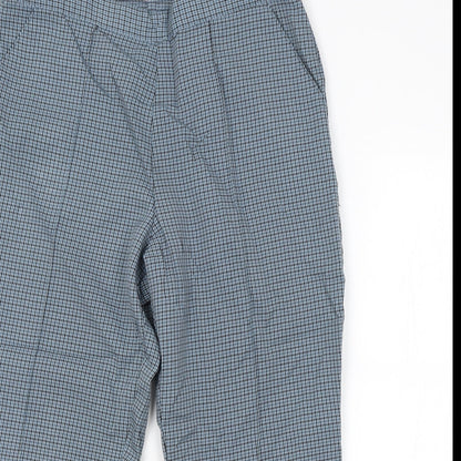 M&S Womens Blue Check  Trousers  Size 12 L22 in