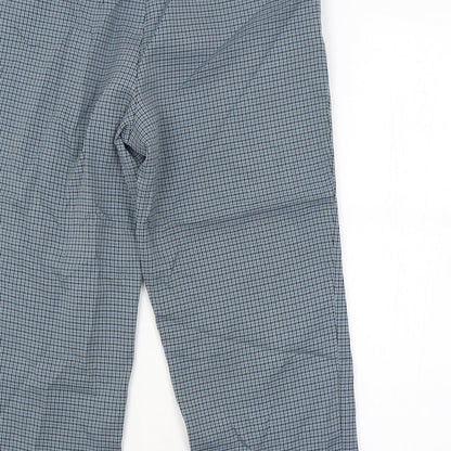 M&S Womens Blue Check  Trousers  Size 12 L22 in