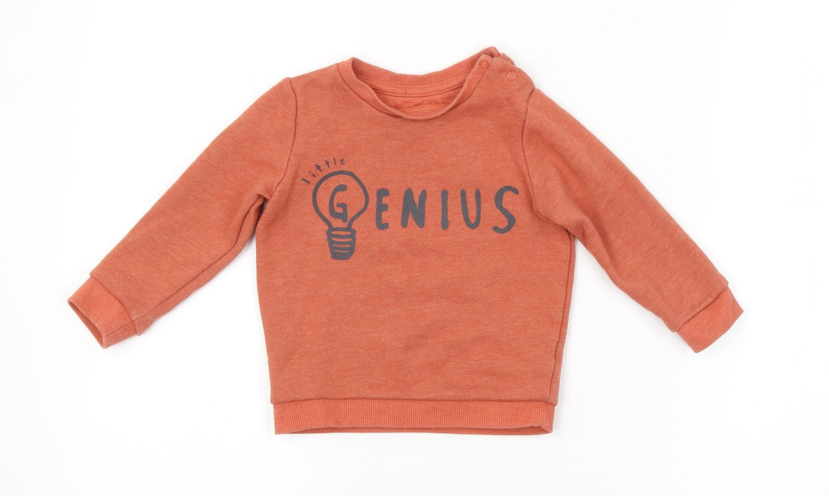 Additional front view of F&F Baby Orange jumper, size 9-12, Months
