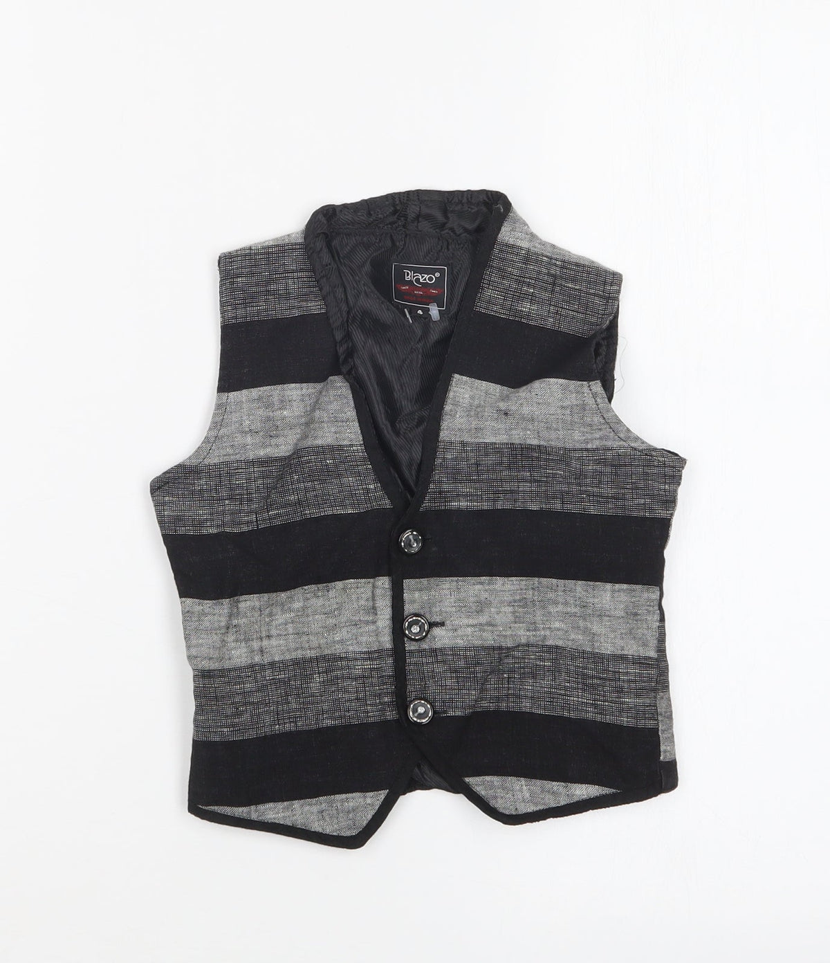 Additional front view of BLAZO boys’ multicoloured striped jacket waistcoat, size 4, years