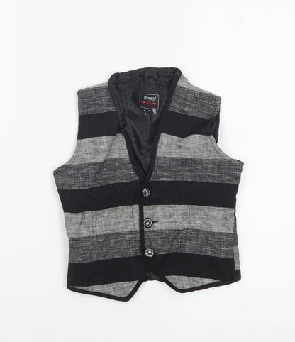 Additional front view of BLAZO boys’ multicoloured striped jacket waistcoat, size 4, years