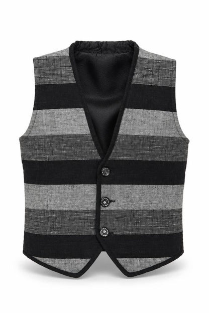 Front view of BLAZO boys’ multicoloured striped jacket waistcoat, size 4, years