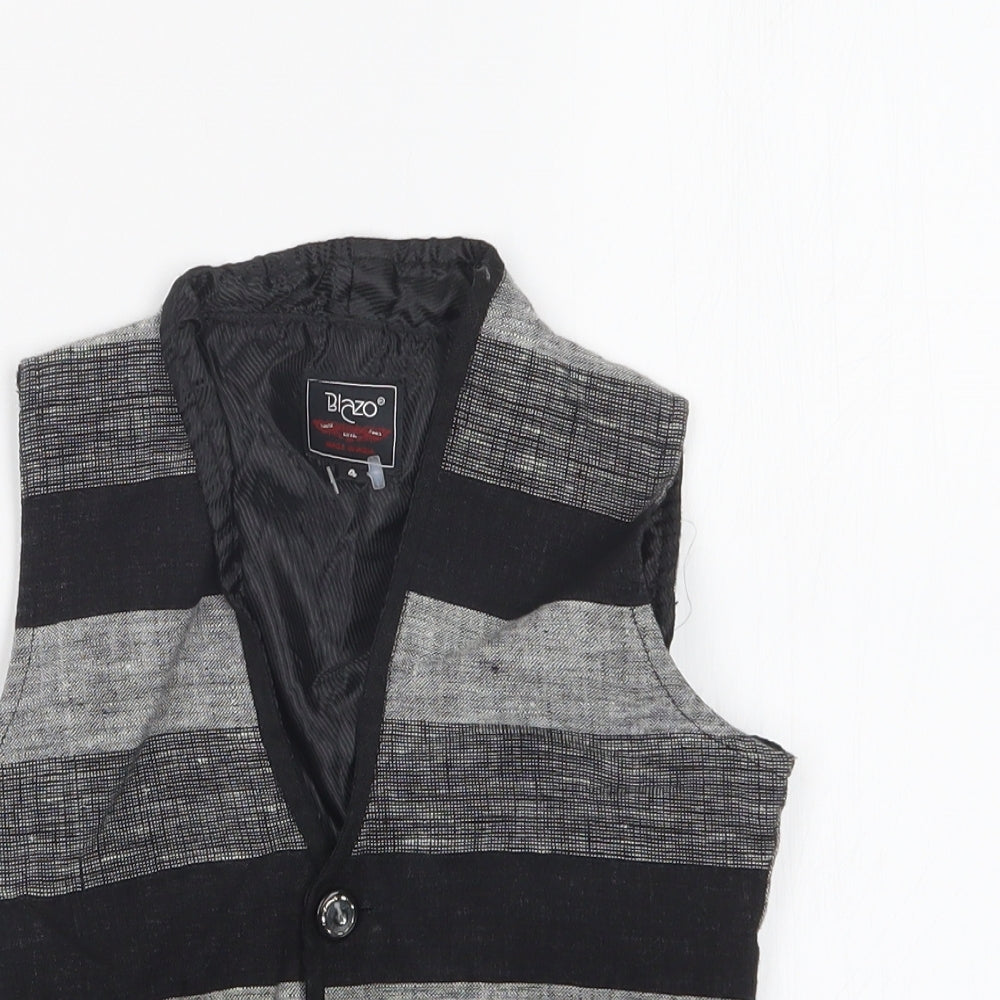 Close-up detail of BLAZO boys’ multicoloured striped jacket waistcoat, size 4, years