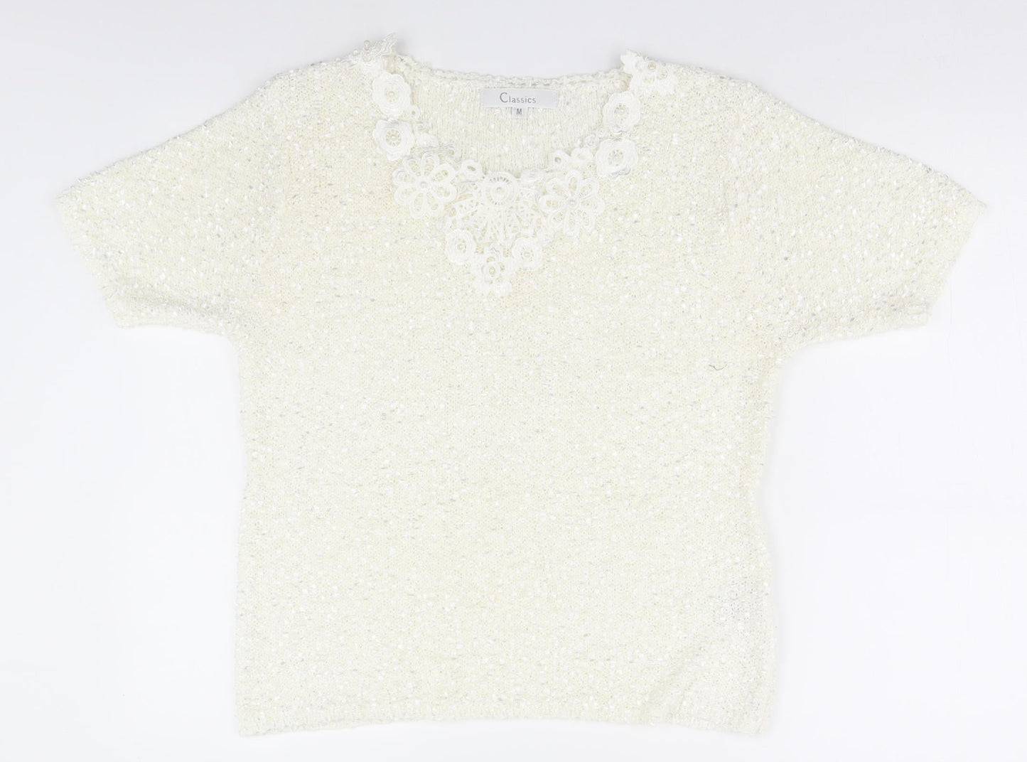 Womens UK Size M Classic White Basic T-Shirt