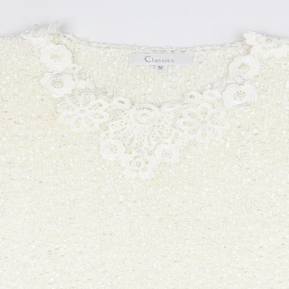 Womens UK Size M Classic White Basic T-Shirt