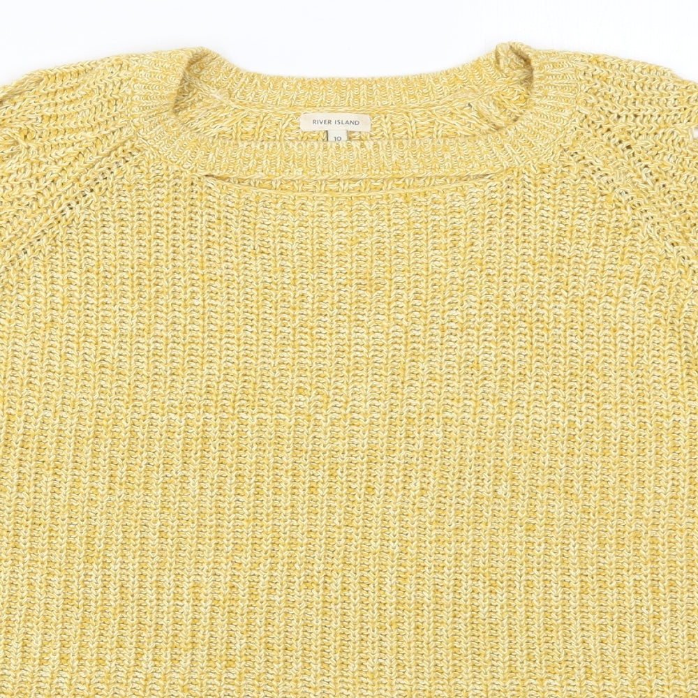 Womens UK Size 10 River Island Yellow Pullover Jumper