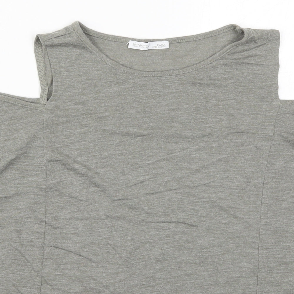 Womens UK Size S Zara Grey Basic T-Shirt