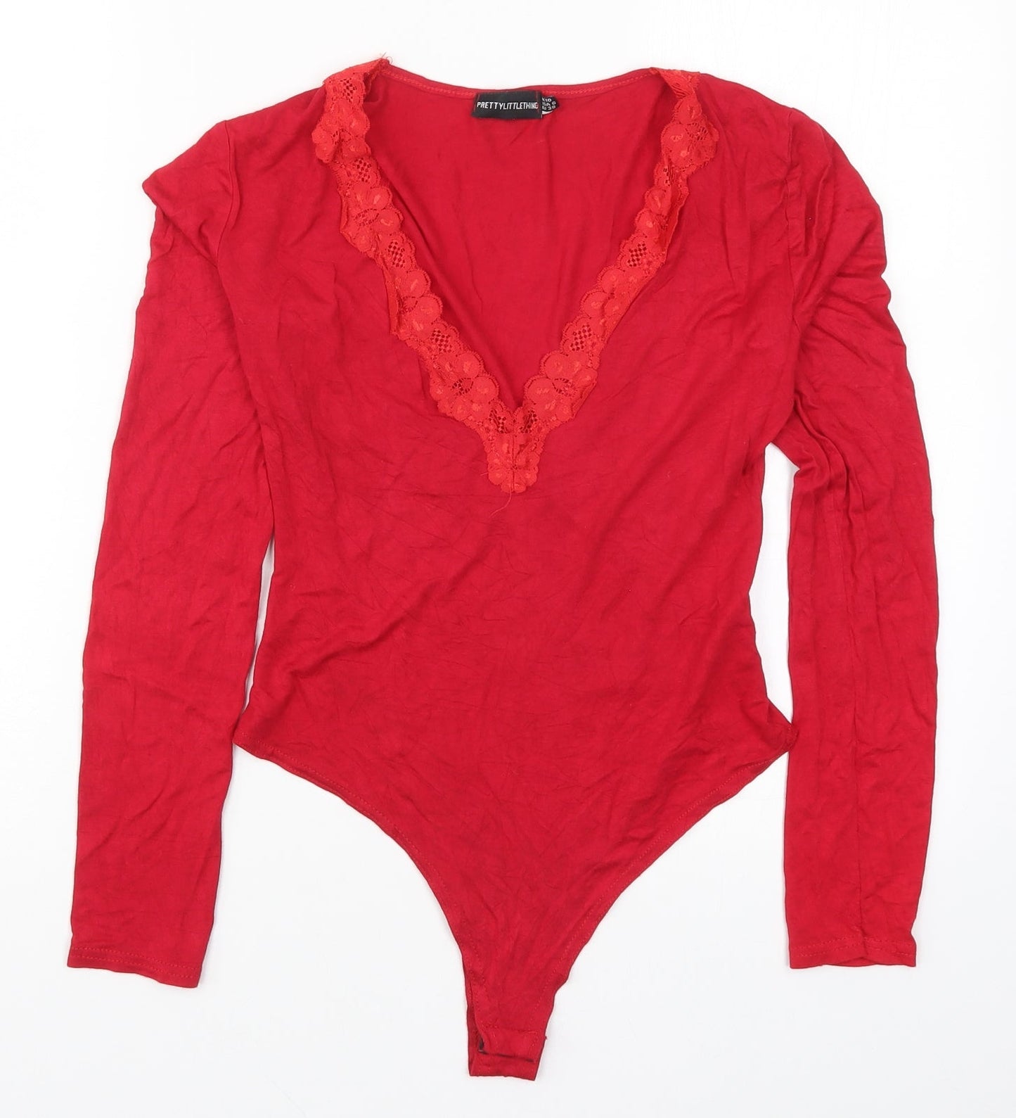 PRETTYLITTLETHING Womens Red   Bodysuit One-Piece Size 10