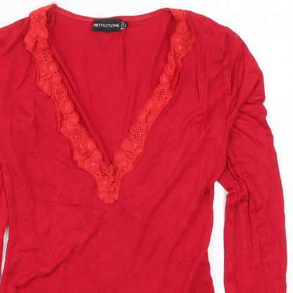 PRETTYLITTLETHING Womens Red   Bodysuit One-Piece Size 10