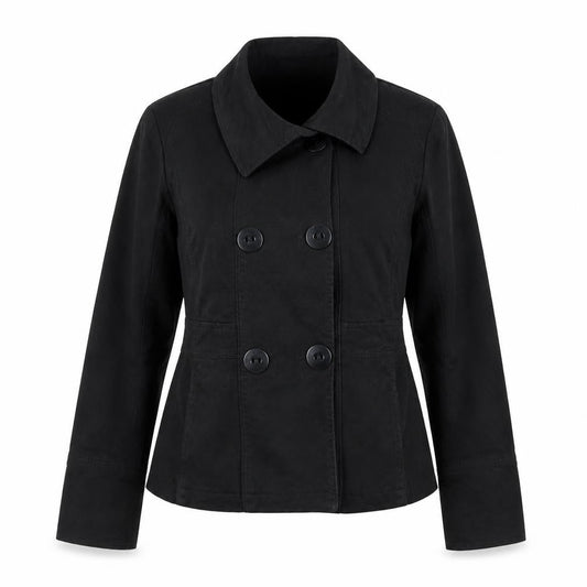 Front view of Evie women’s black jacket coat, size UK 16