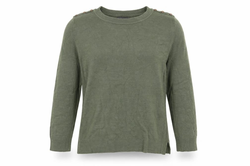 Front view of Primark women’s green knit jumper, size UK 14