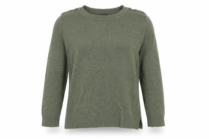 Front view of Primark women’s green knit jumper, size UK 14