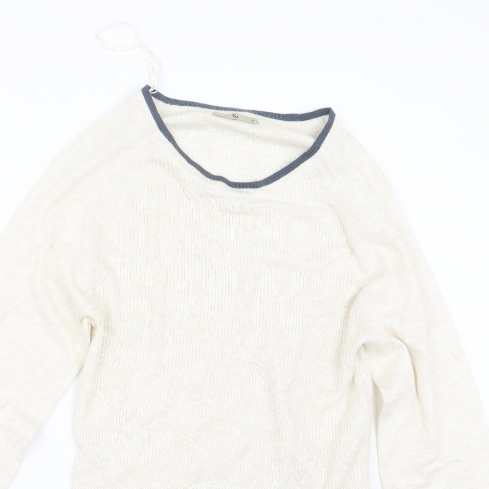 TU Womens Beige  Knit Pullover Jumper Size 14