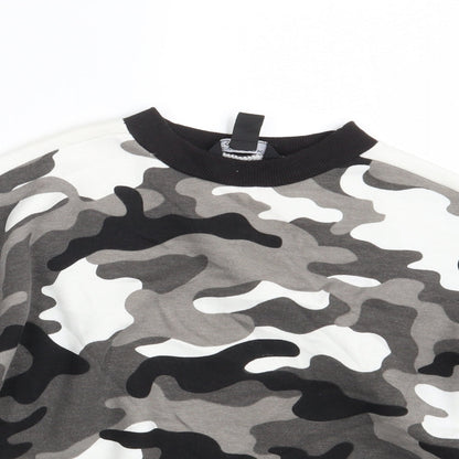New Look Girls Grey Camouflage  Pullover Sweatshirt Size 12-13 Years  - Croppped