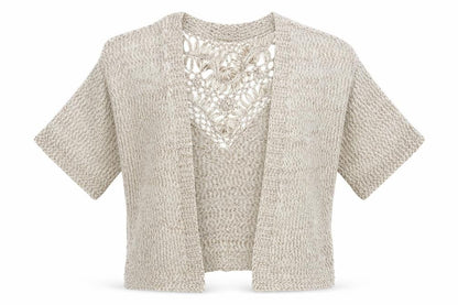 Front view of Indigo women’s beige wrap jumper, size S