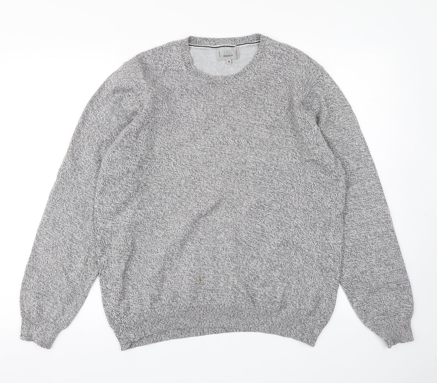 M&S Collection Mens Grey  Knit Pullover Jumper Size M