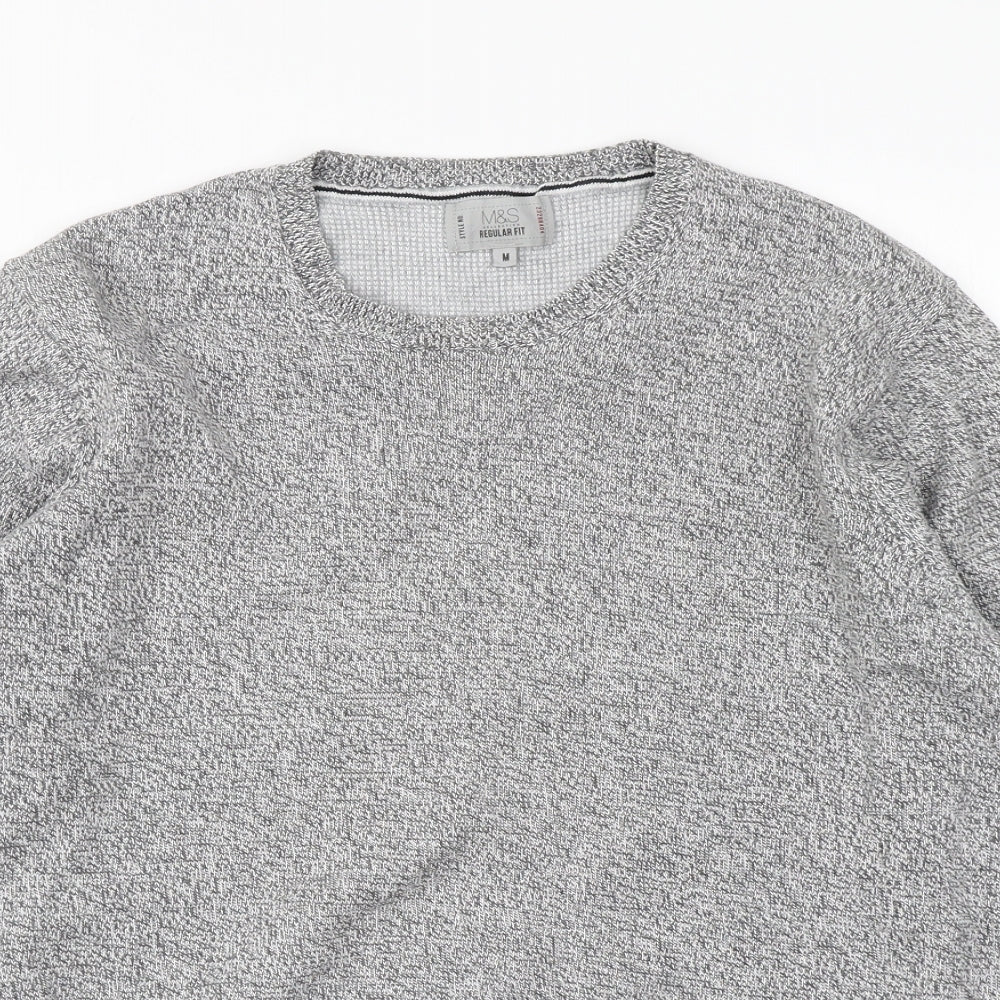 M&S Collection Mens Grey  Knit Pullover Jumper Size M