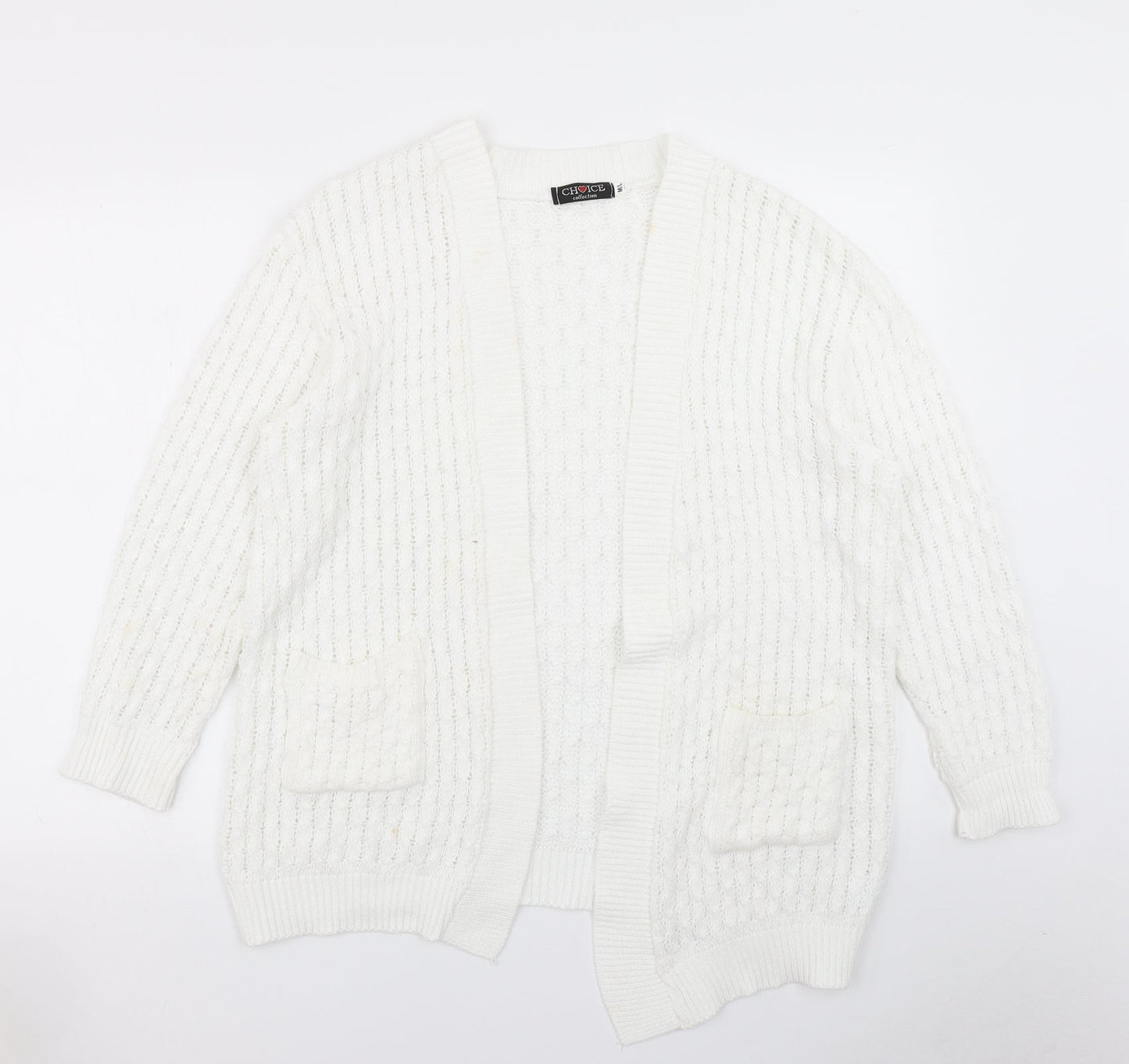 Womens UK Size M Choice White Cardigan Jumper