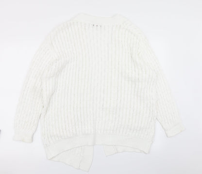 Womens UK Size M Choice White Cardigan Jumper