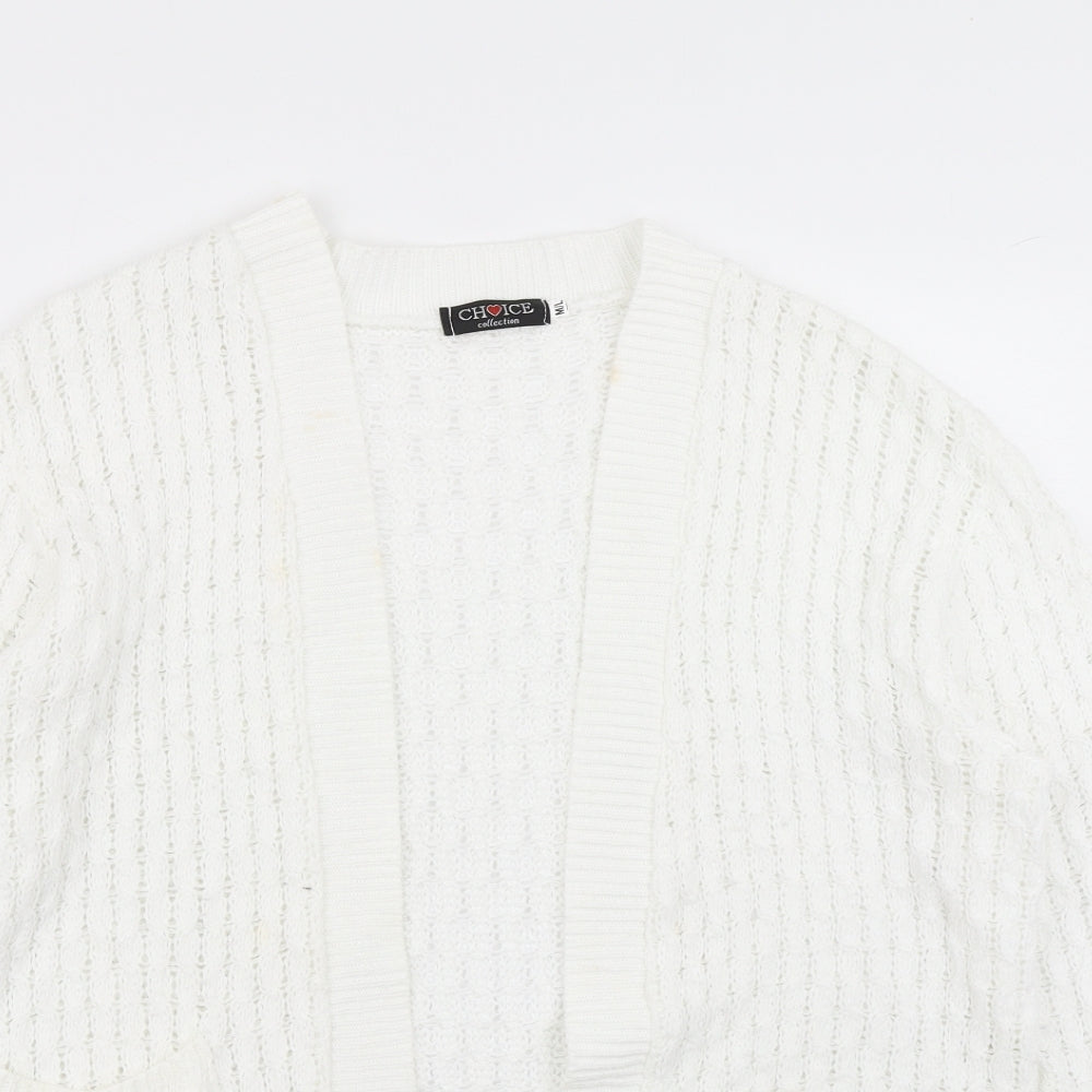 Womens UK Size M Choice White Cardigan Jumper