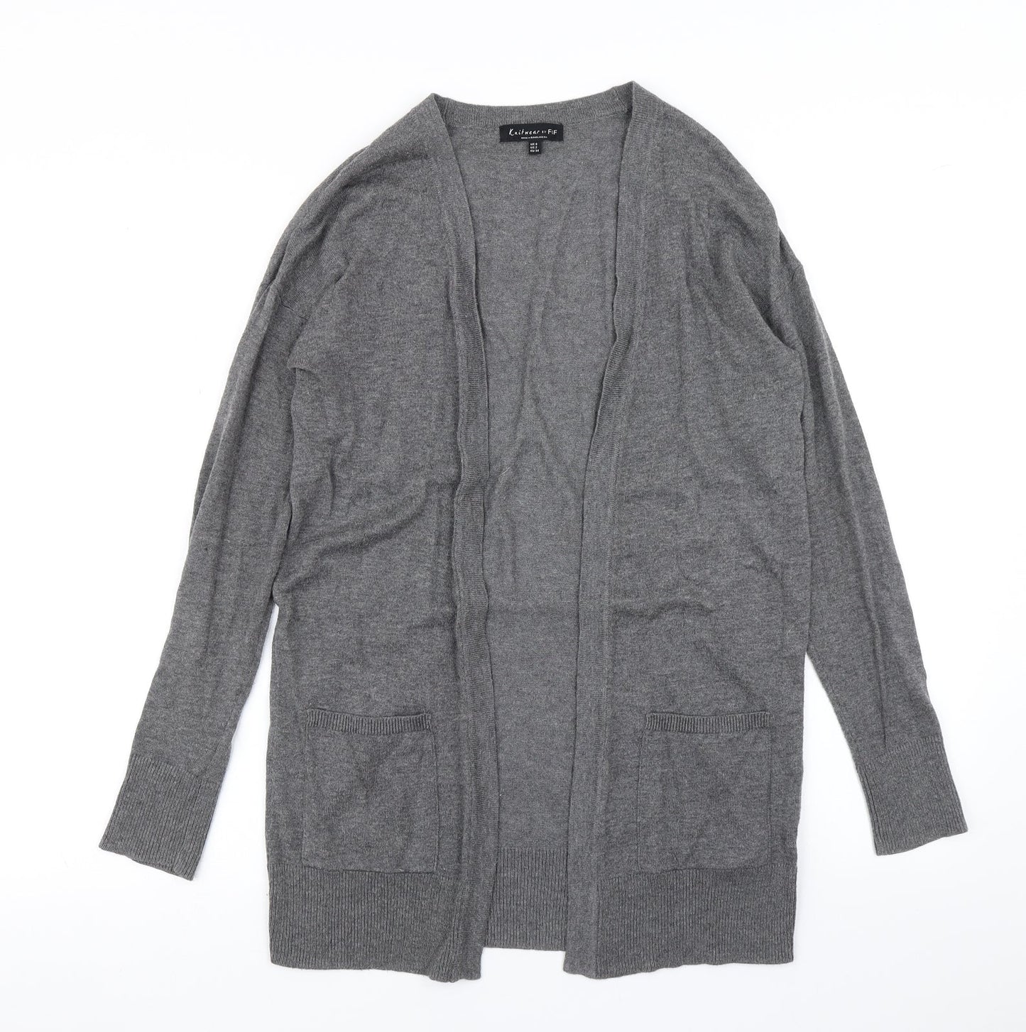 F&F Womens Grey  Knit Cardigan Jumper Size 6
