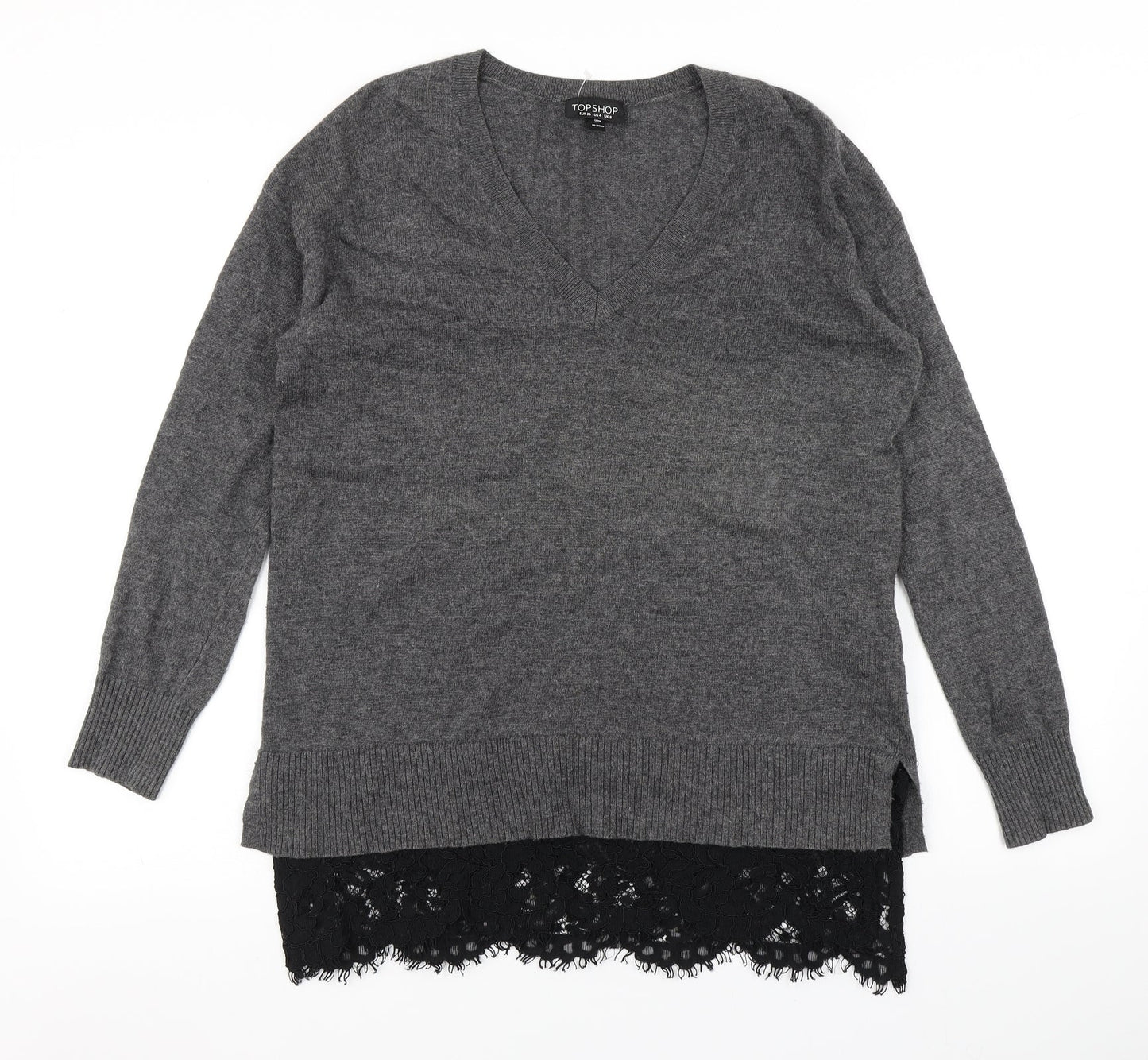 Womens UK Size 8 Topshop Grey Pullover Jumper