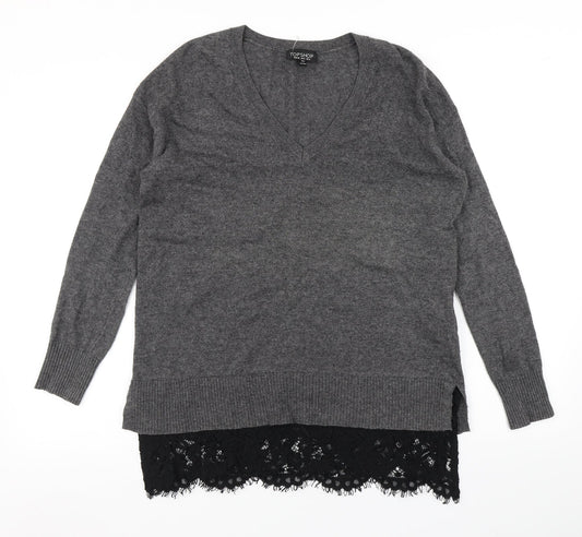 Womens UK Size 8 Topshop Grey Pullover Jumper