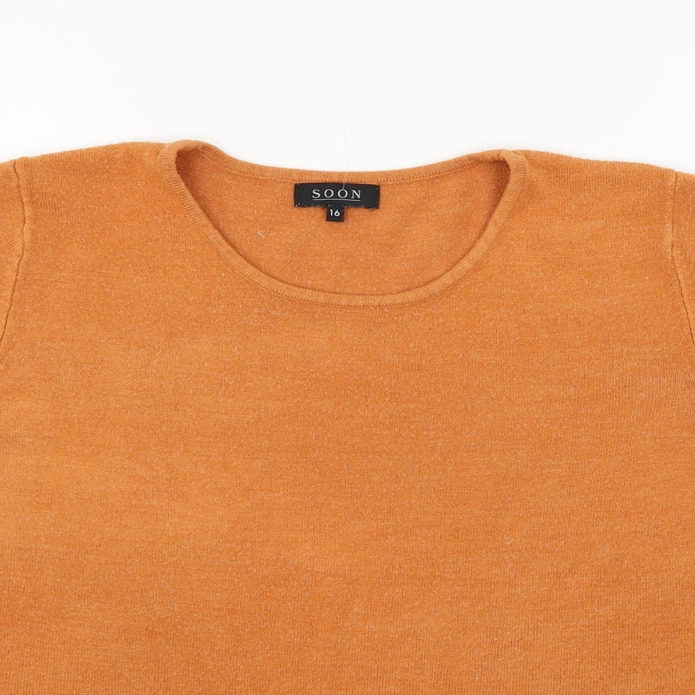 Womens UK Size 16 Soon Orange Pullover Jumper