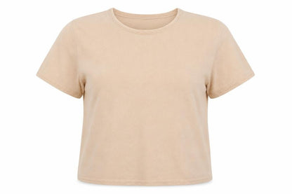 Front view of Marks & Spencer women’s pink knit basic t-shirt, size UK 18
