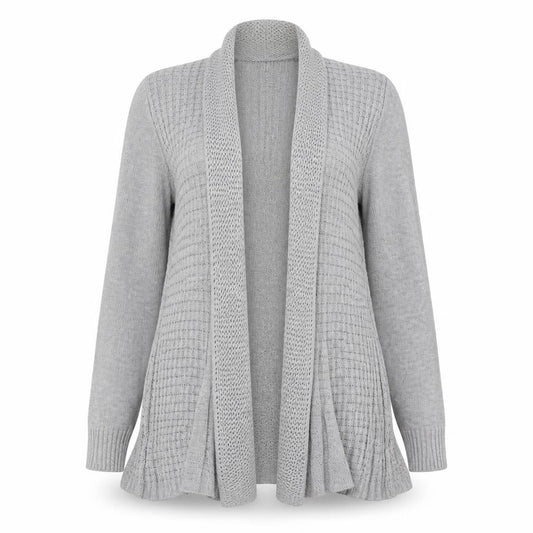 Front view of Remel women’s grey knit cardigan jumper, size M