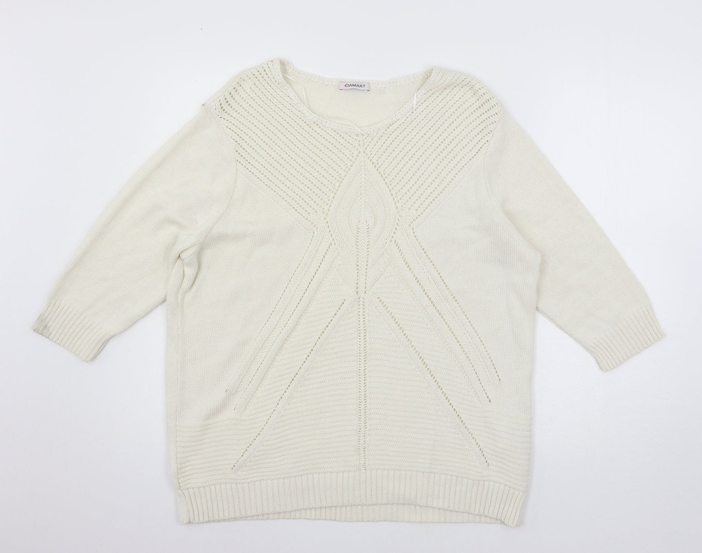 Damart Womens White  Knit Pullover Jumper Size 18