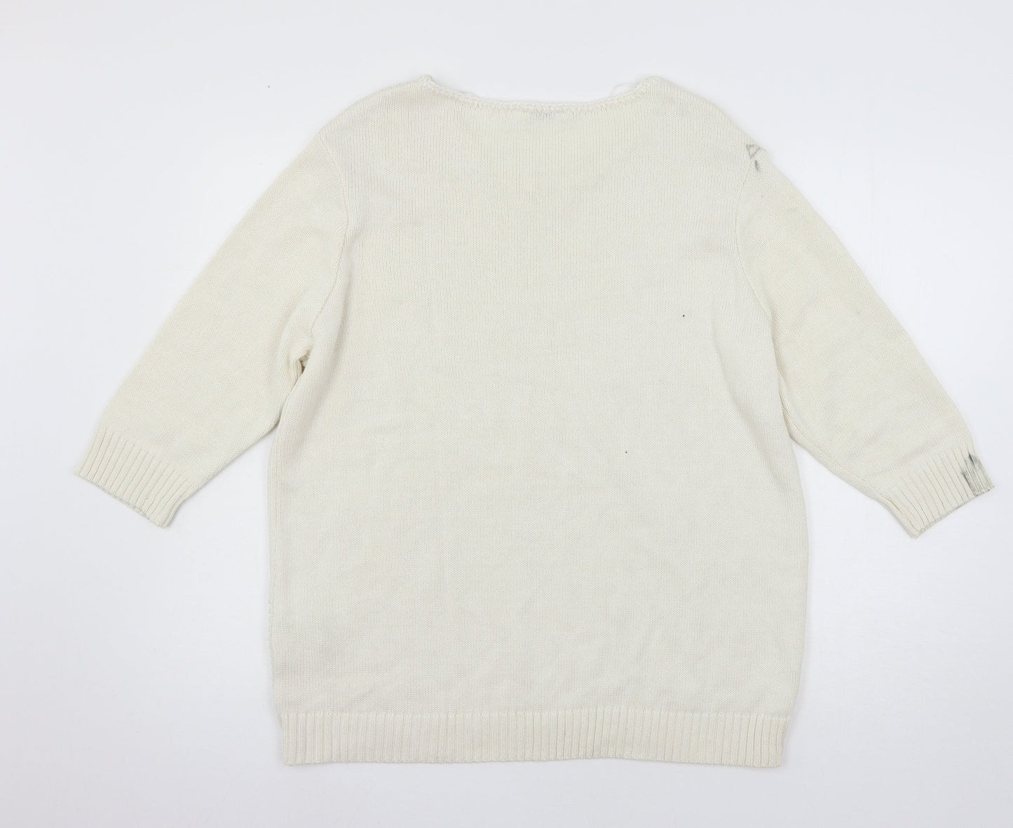 Damart Womens White  Knit Pullover Jumper Size 18