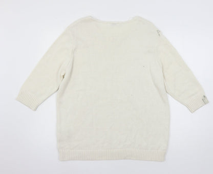 Damart Womens White  Knit Pullover Jumper Size 18