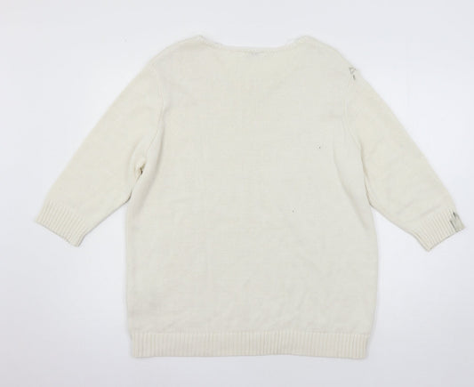 Damart Womens White  Knit Pullover Jumper Size 18