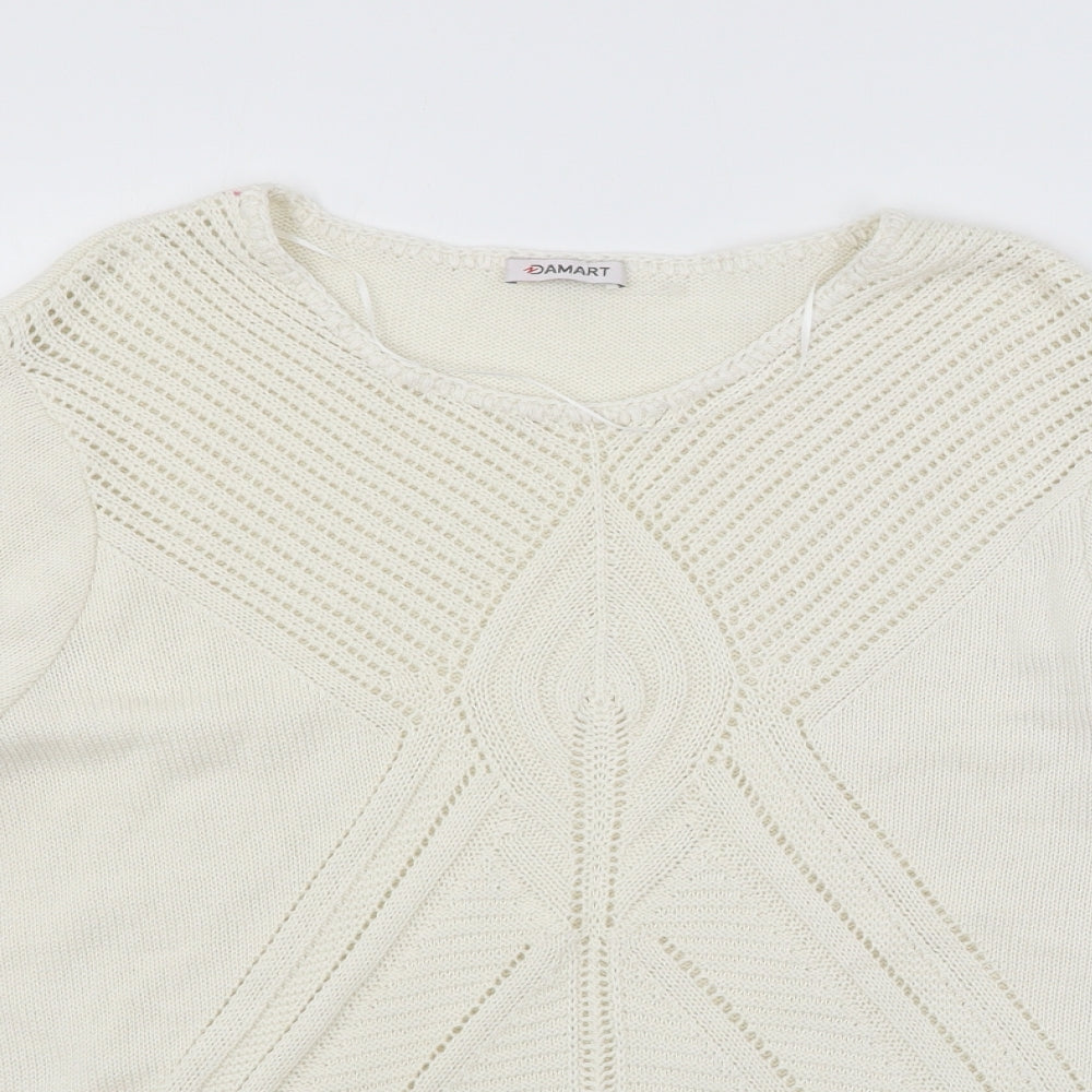 Damart Womens White  Knit Pullover Jumper Size 18