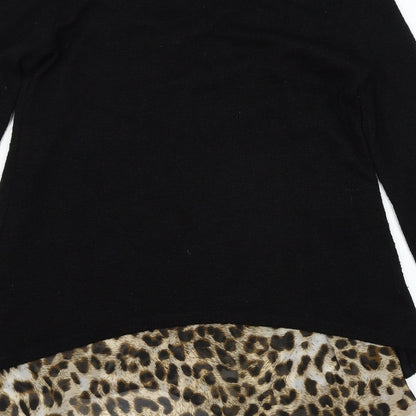 Design Lab Womens Black Animal Print Knit Pullover Jumper Size M