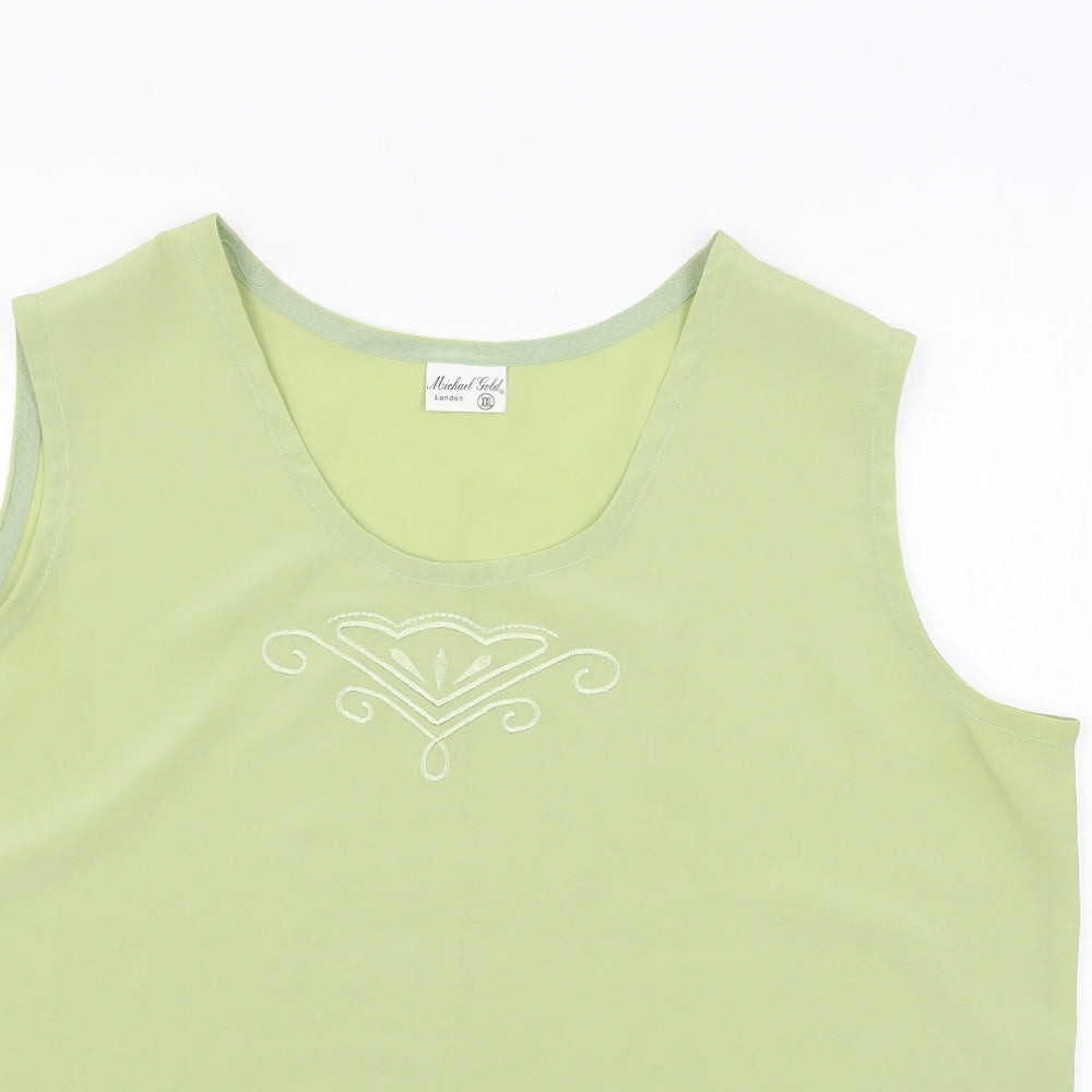 Womens UK Size 2XL Michael Gold Green Basic Blouse